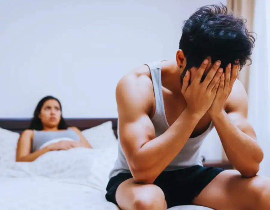 Image of upset man in need of erectile dysfunction treatment Shropshire